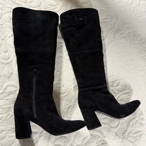 Naturalizer Black Suede Over-the-Knee Block Heel Boots